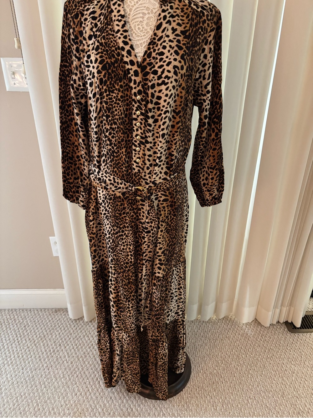 Melissa Odabash Leopard Print V-Neck Maxi Dress - Brown/Tan